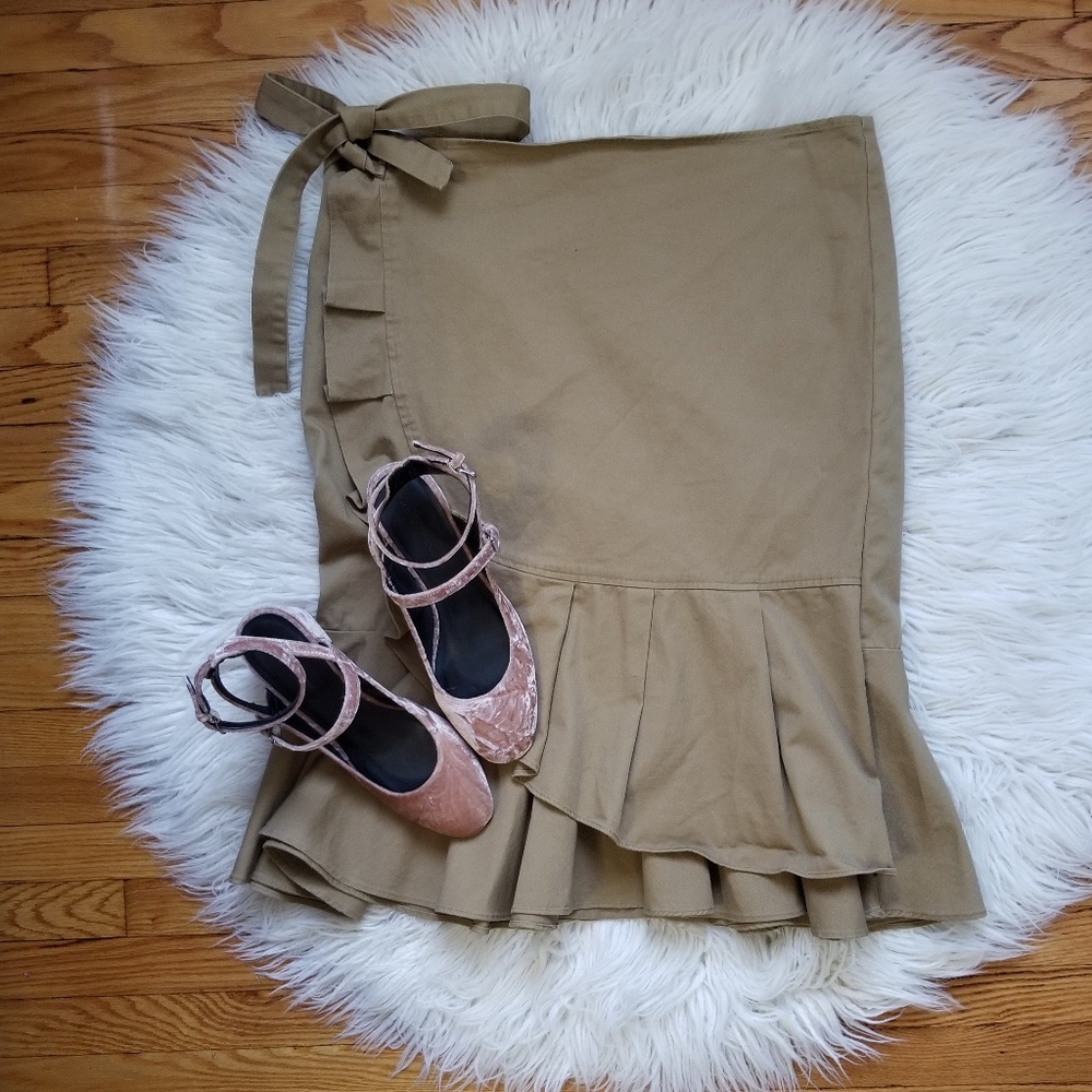 Who What Wear Khaki Midi Skirt